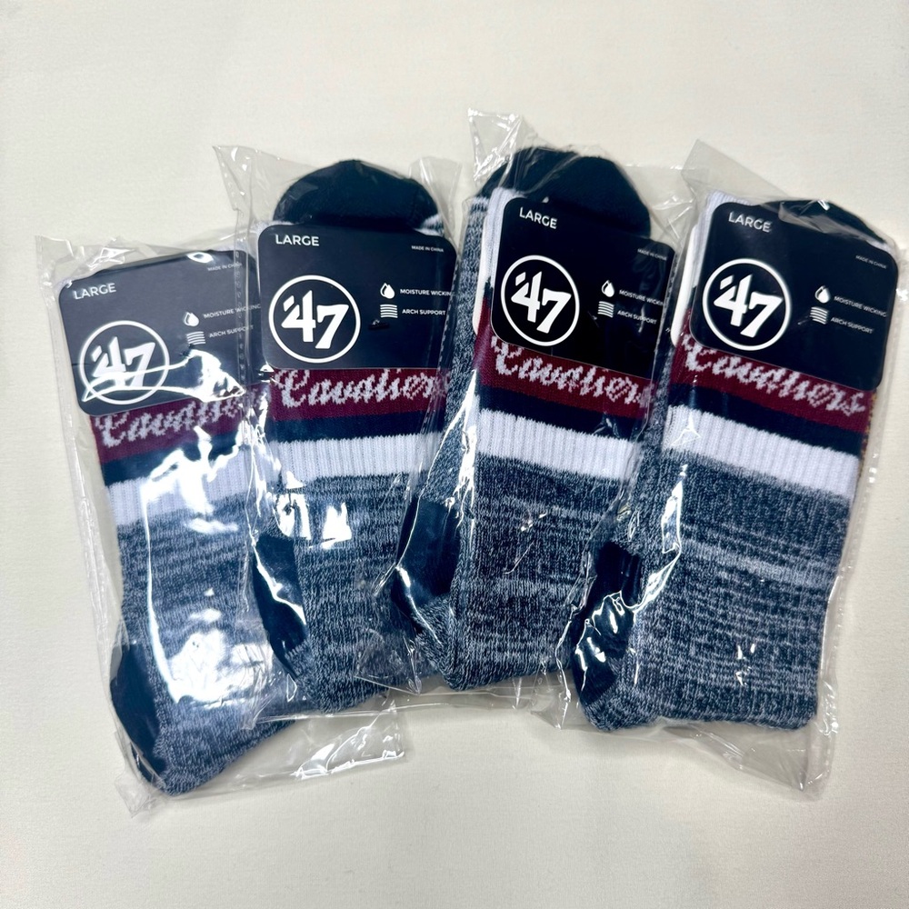 Cavaliers Navy blue, white and burgundy athletic socks